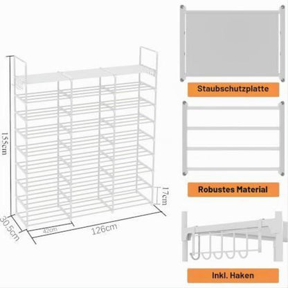 9-stöckiges Schuhregal schmal – 54 Paar, weiß