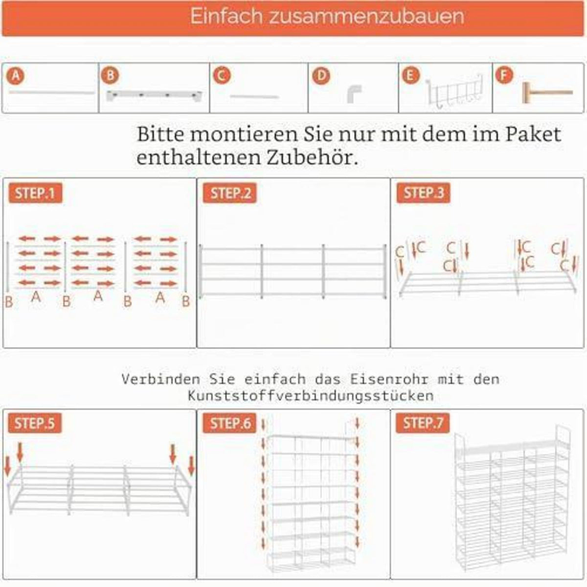 9-stöckiges Schuhregal schmal – 54 Paar, weiß