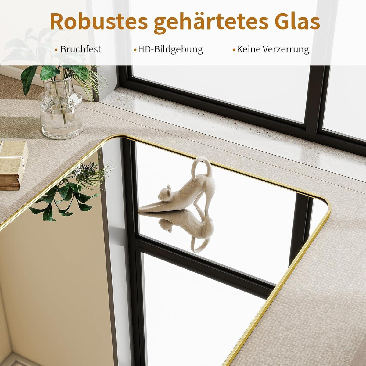 Ganzkörperspiegel Gold 171x76cm – Standspiegel mit Ständer