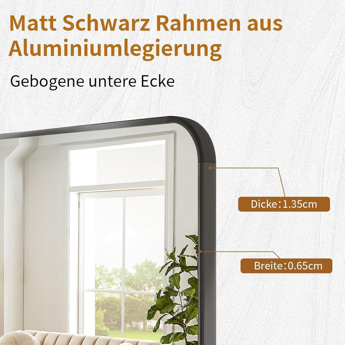 Ganzkörperspiegel 171x76cm Schwarz – Standspiegel zum Anlehnen & Aufhängen
