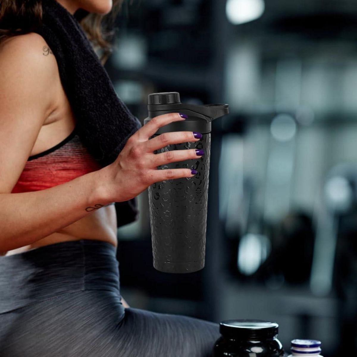 Protein Shaker Edelstahl 750ML Sieb Doppelwandig Isoliert