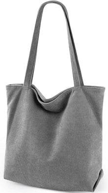 Cord Shopper Handtasche mit Reißverschlussfächern, Damen - Beige