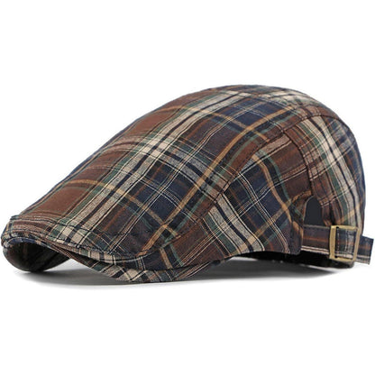 Karierte Schiebermütze Herren Damen Sommer Flatcap Vintage
