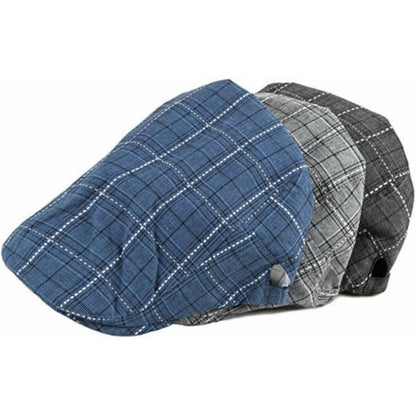 Karierte Schiebermütze Herren Damen Vintage Flatcap Newsboy Cap