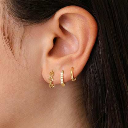 3 Paar Creolen Silber 925 Gold Damen Ohrringe Set 14K Vergoldet Mini