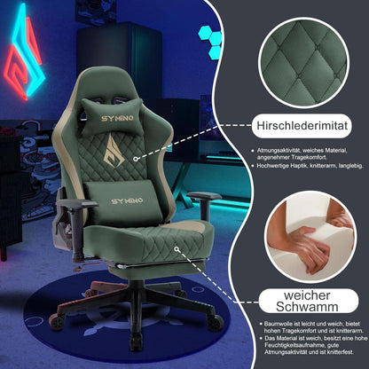 Symino Gaming Stuhl 200kg Belastbarkeit Racing Style Grün mit Fußstütze