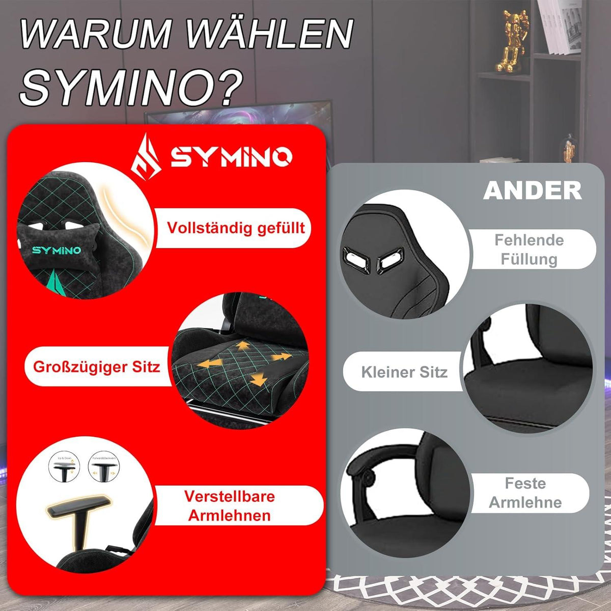Ergonomischer Gaming Stuhl Vintage-PU-Leder Schwarz mit Fußstütze
