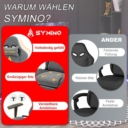 Grauer Gaming Stuhl Vintage-PU-Leder mit Fußstütze und Verstellbarkeit