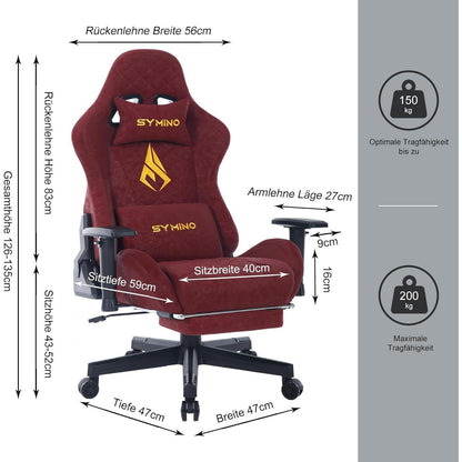Ergonomischer Gaming Stuhl Vintage-PU-Leder Burgunderrot