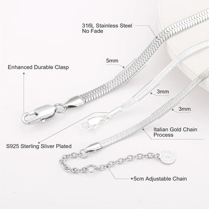 Schlangenkette Edelstahl Flache Franco Kette Silber Gold