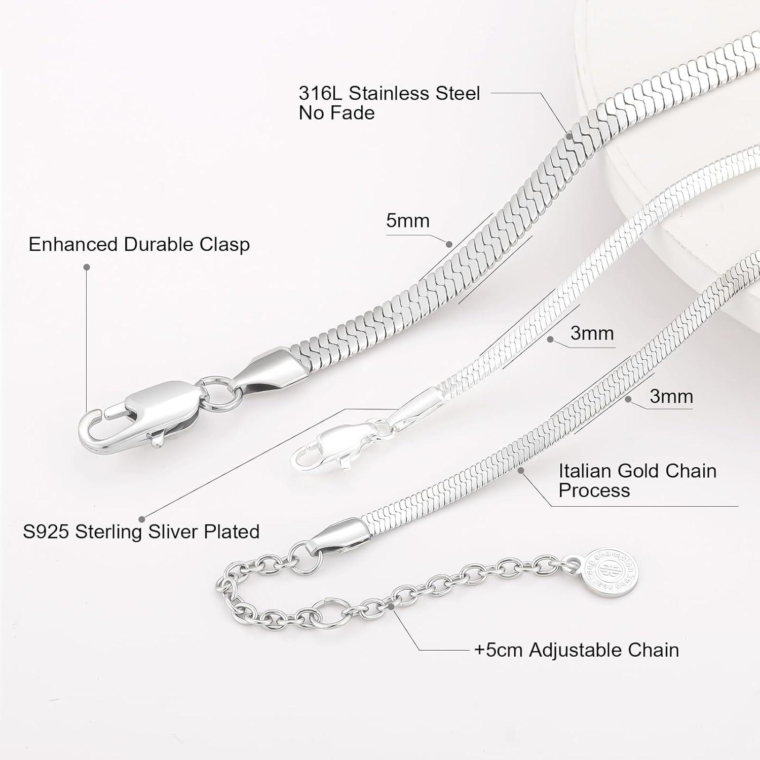 Schlangenkette Edelstahl Flache Franco Kette Silber Gold