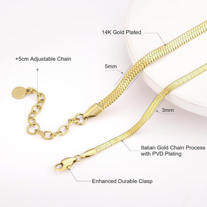 Schlangenkette Edelstahl Flach Franco Gold 41-51cm Verstellbar