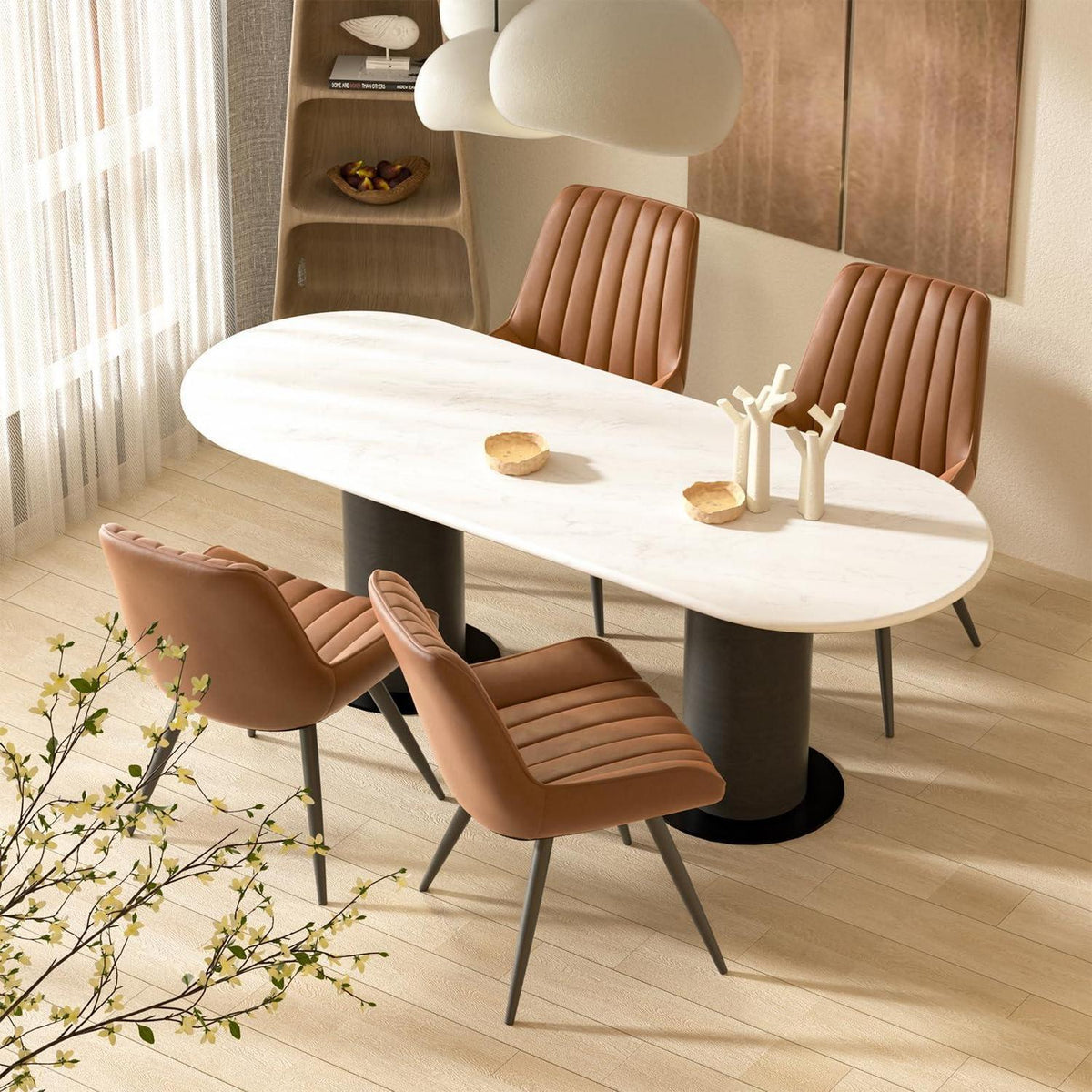 Esszimmerstühle 4er Set | Braun | Polsterstühle mit Sitzkissen