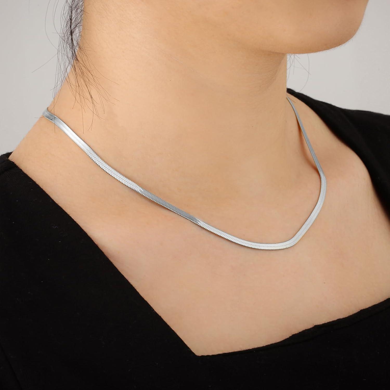 Schlangenkette Damen Edelstahl Flache Franco Kette Silber Gold 41-51cm