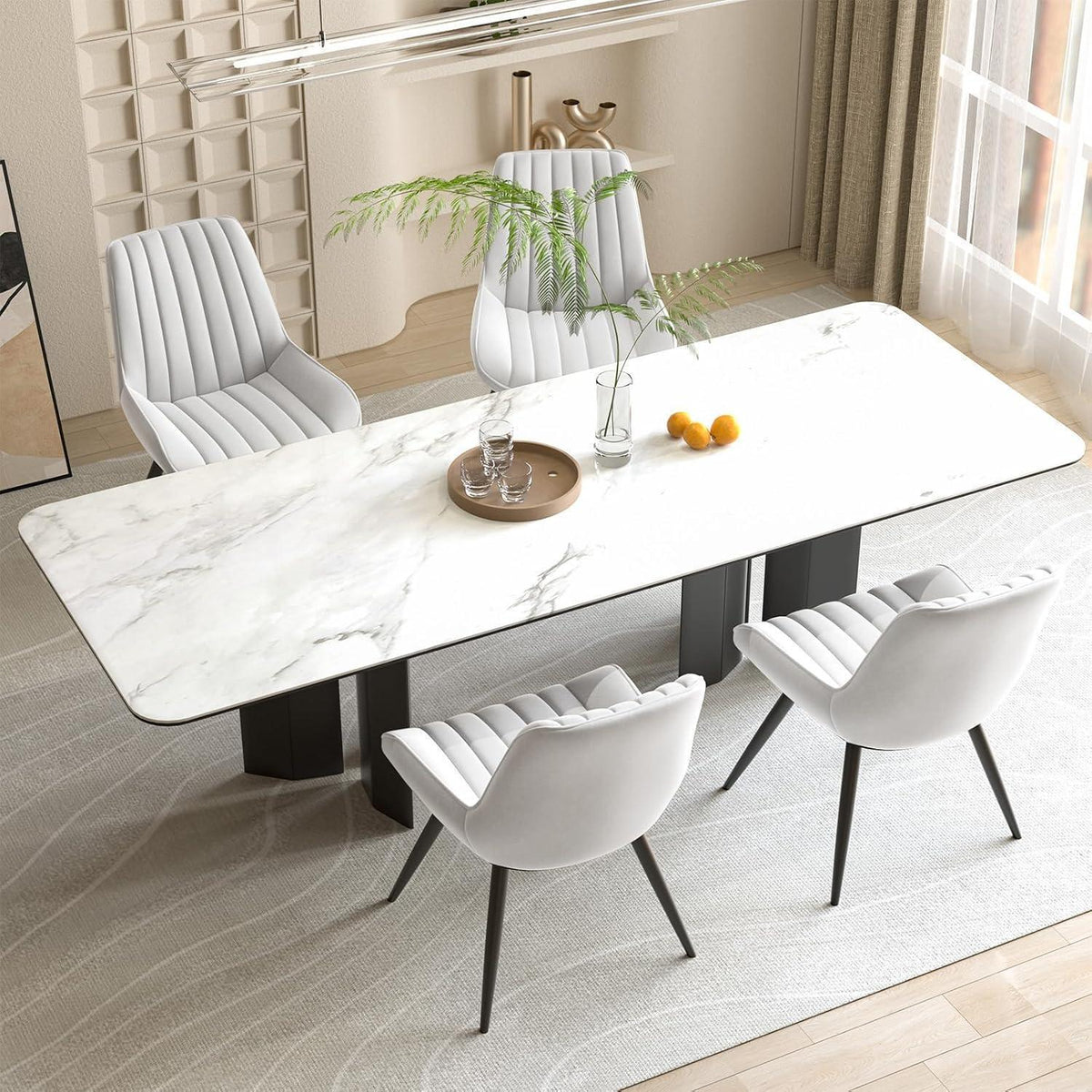 Esszimmerstühle 6er Set | Polsterstühle mit Sitzkissen Weiß