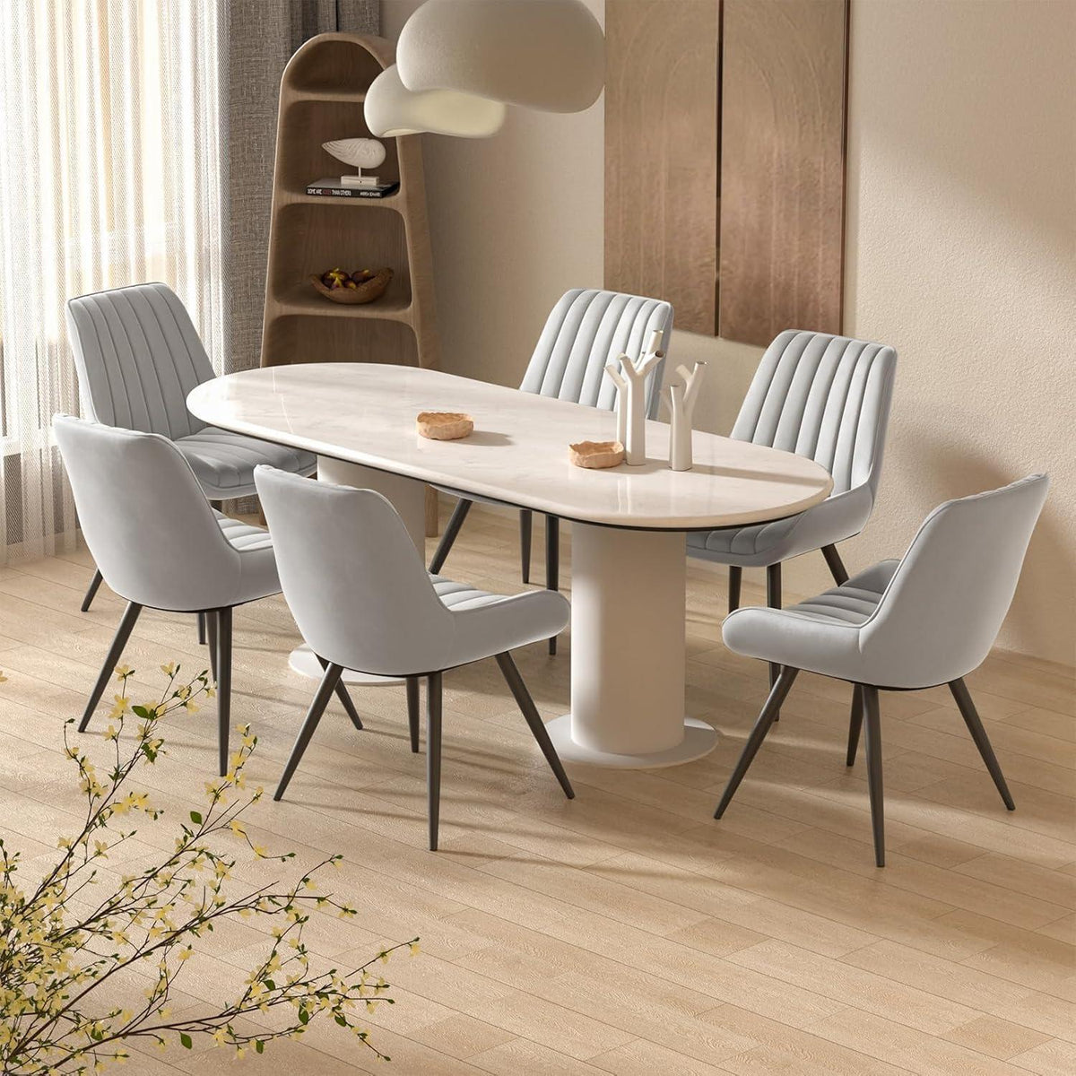 Esszimmerstühle 2er Set Grau | Polsterstühle mit Sitzkissen