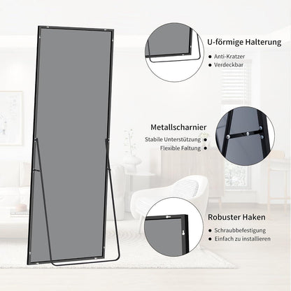 Ganzkörperspiegel 161x52cm Standspiegel mit Schwarzrahmen
