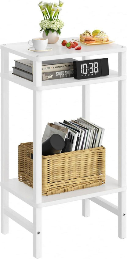 Modernes 3-Ebenen Beistelltisch Holz Weiß 70cm Hoch
