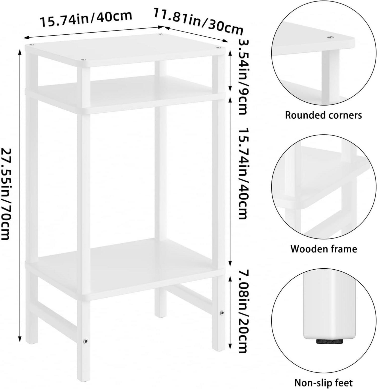 Modernes 3-Ebenen Beistelltisch Holz Weiß 70cm Hoch