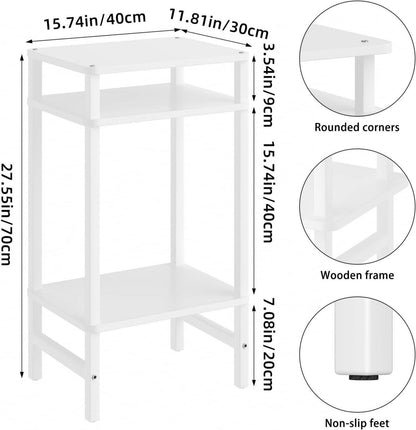 Modernes 3-Ebenen Beistelltisch Holz Weiß 70cm Hoch