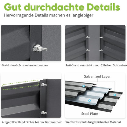 Quictent Hochbeet Metall 180x90x30cm, Frühbeet Pflanzkübel