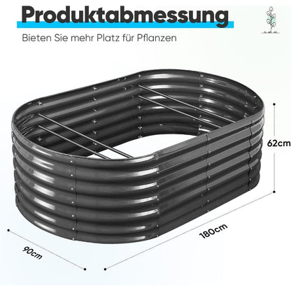 Hochbeet Metall 240x120x45cm Grau, Wetterfest & Rostfrei