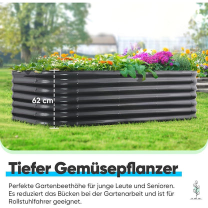 Hochbeet Metall 201x107cm Grau, Extra Groß & Tief
