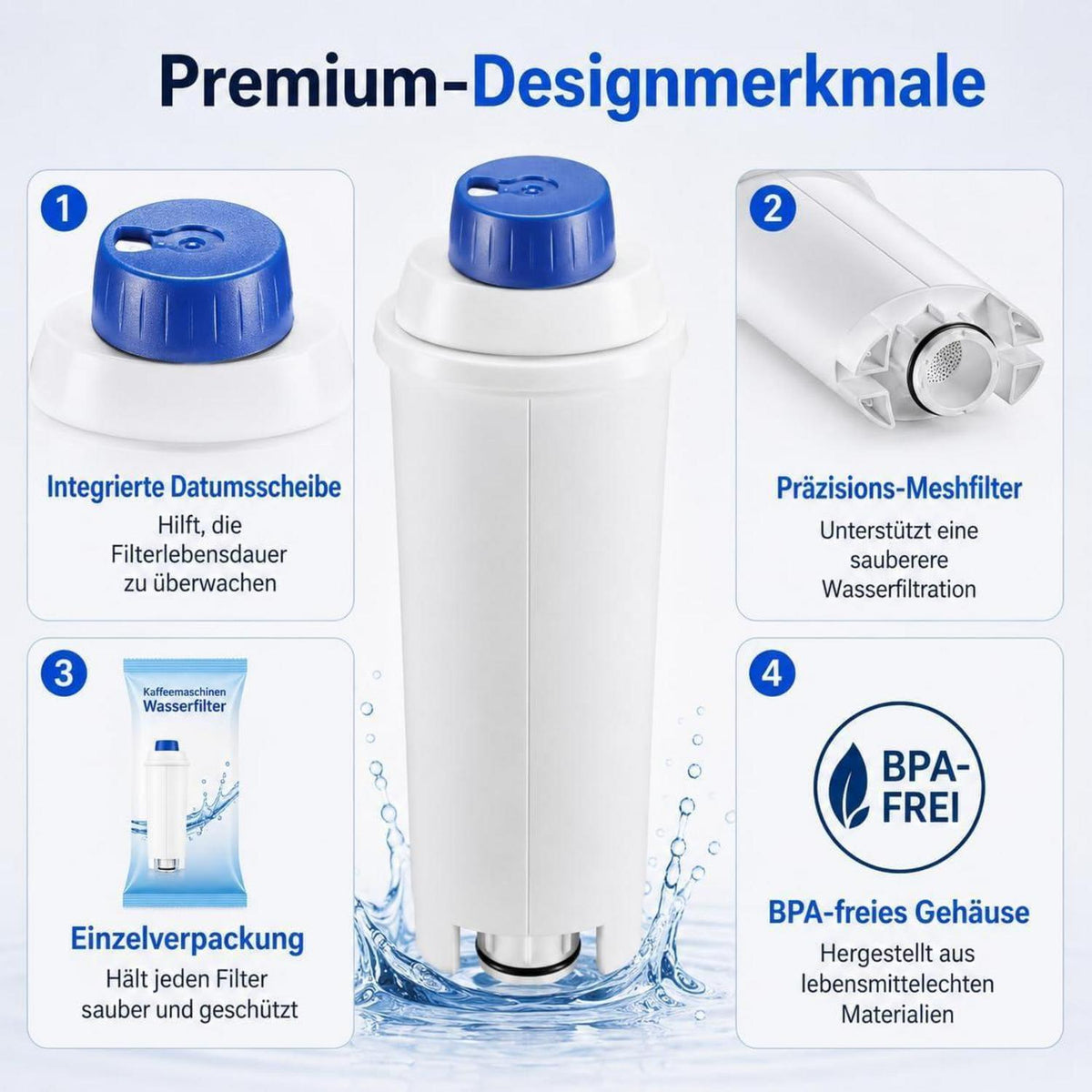 Wasserfilter für De'Longhi Kaffeevollautomaten (6er-Pack)