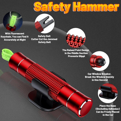 2in1 Notfallhammer & Gurtschneider – Rot