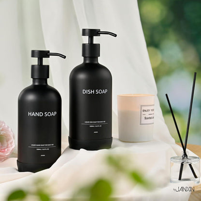 Nachfüllbare Glas Pumpspender Schwarz 500ml