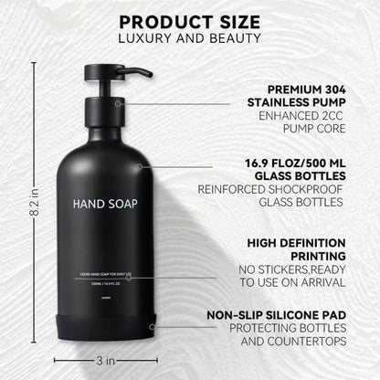 Moderner Seifenspender aus Glas mit Pumpspender – Set für Bad & Küche