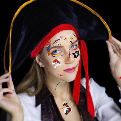 Piraten Gesichtstattoo – Temporäre Tattoos für Kostüm & Halloween