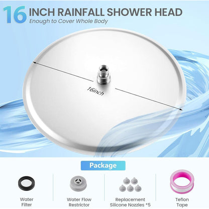 40cm Regendusche Edelstahl, Wasserfall Duschkopf mit 230 Düsen