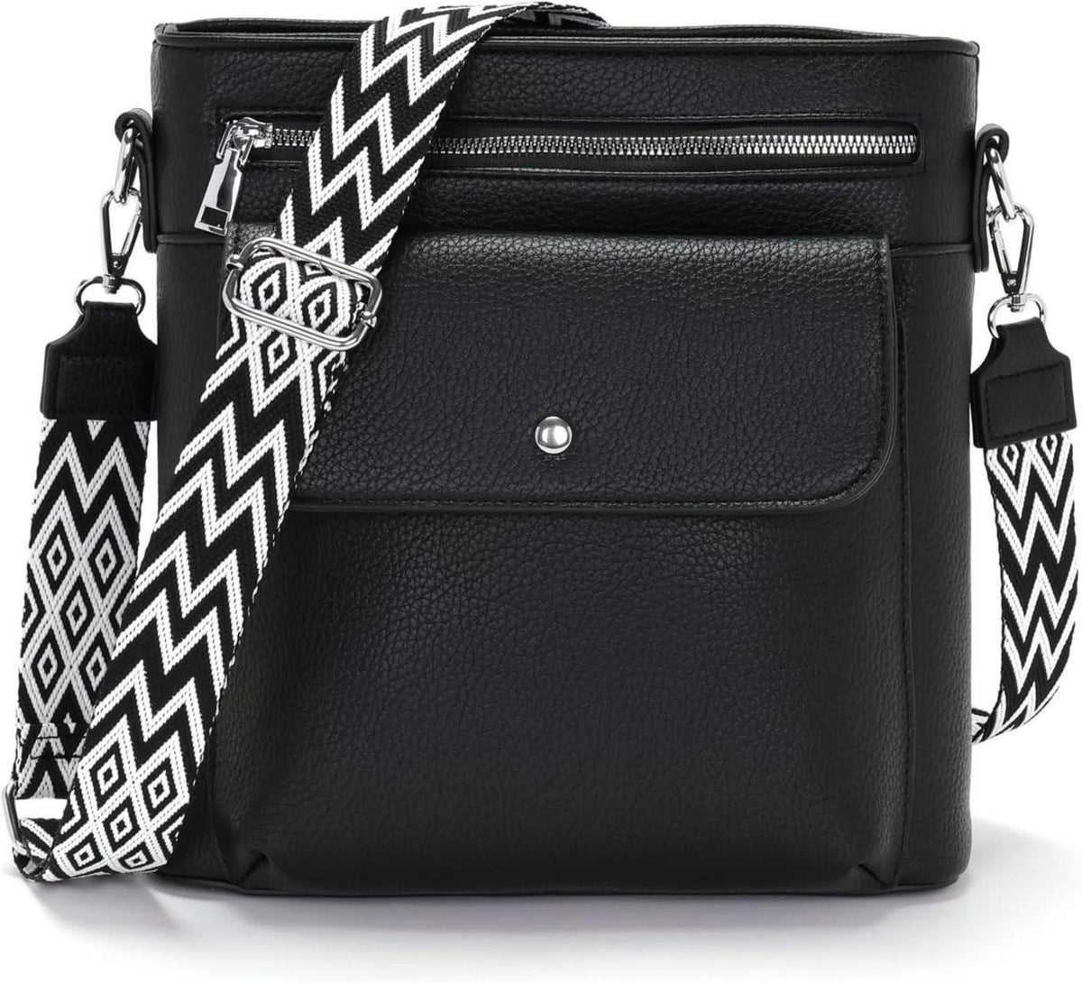 Schultertasche Damen Mittelgroß Crossbody Bag Schwarz