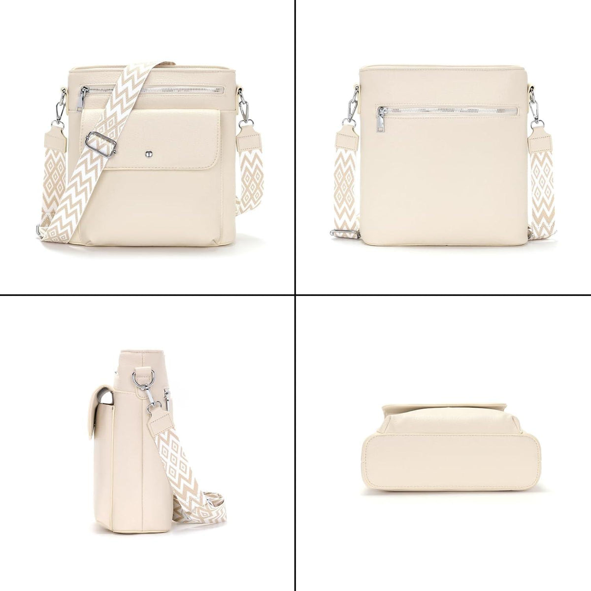 Damen Umhängetasche Mittelgroß Handtasche Crossbody 3 Fächer