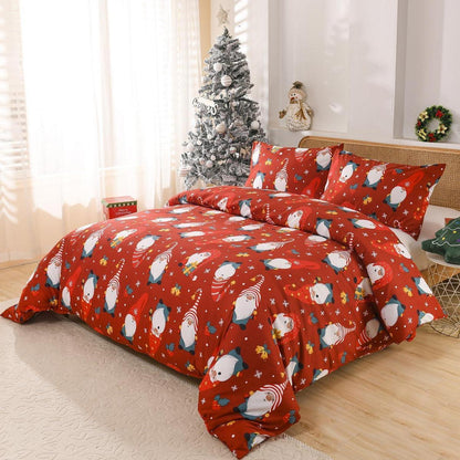 Weihnachts Bettwäsche Set 220x240 cm Rot mit Weihnachtsmann