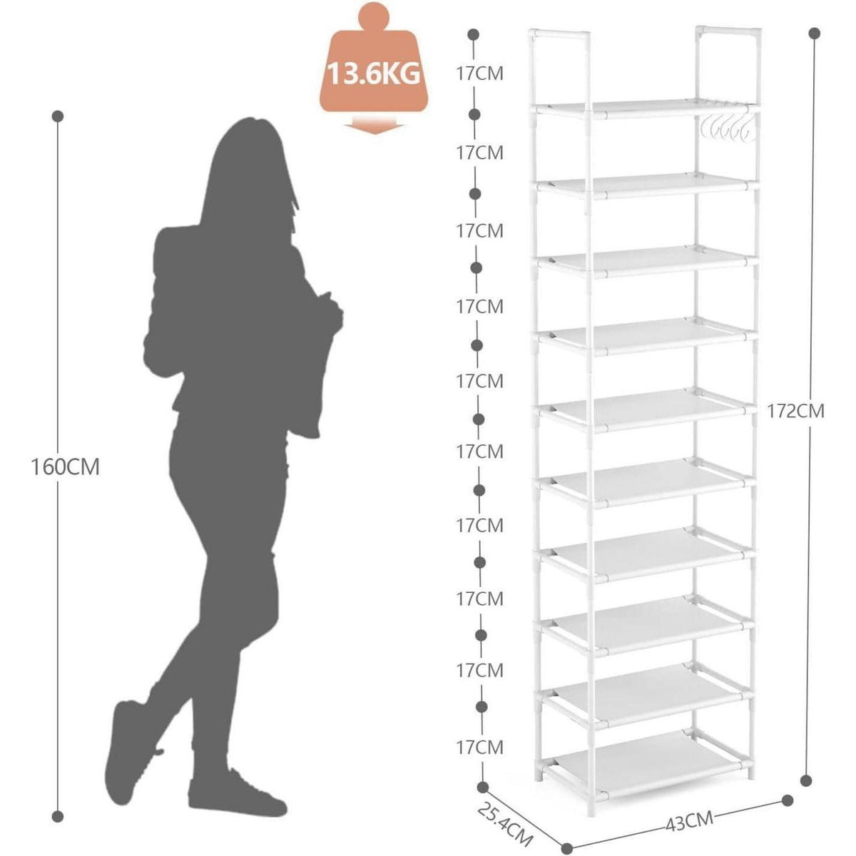 Schuhregal 10 Ebenen – Schuh-Organizer für 20-25 Paar Schuhe