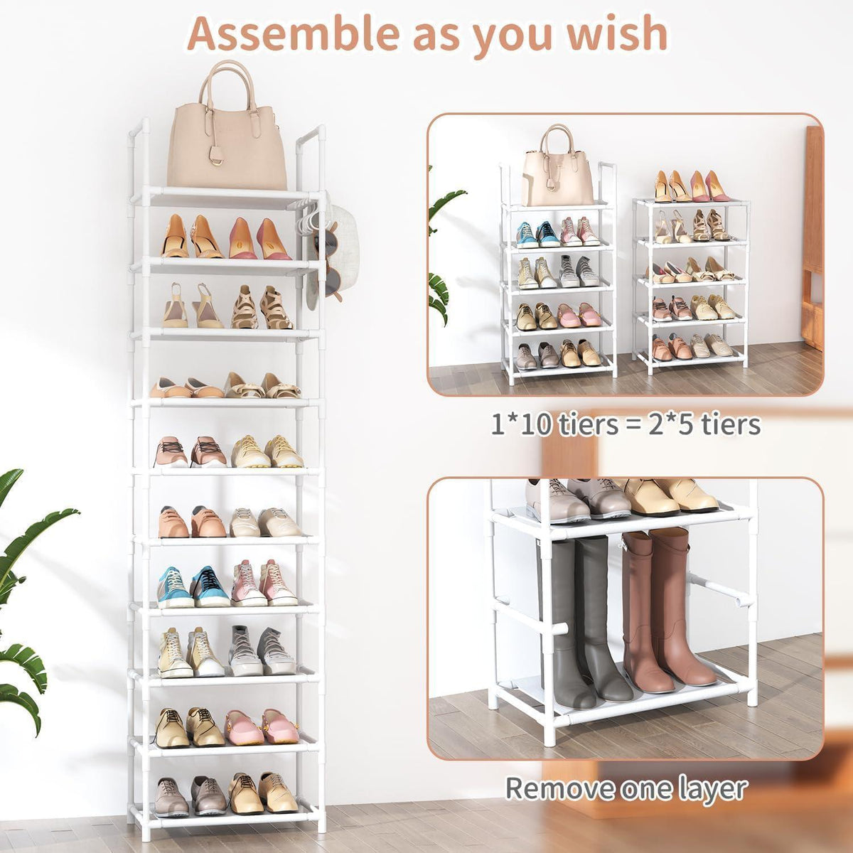 Schuhregal 10 Ebenen – Schuh-Organizer für 20-25 Paar Schuhe