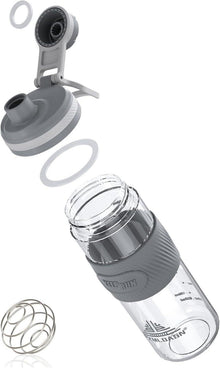 Protein Shaker 650ml Auslaufsicher Fitness Eiweiß Cremig BPA-frei Grey