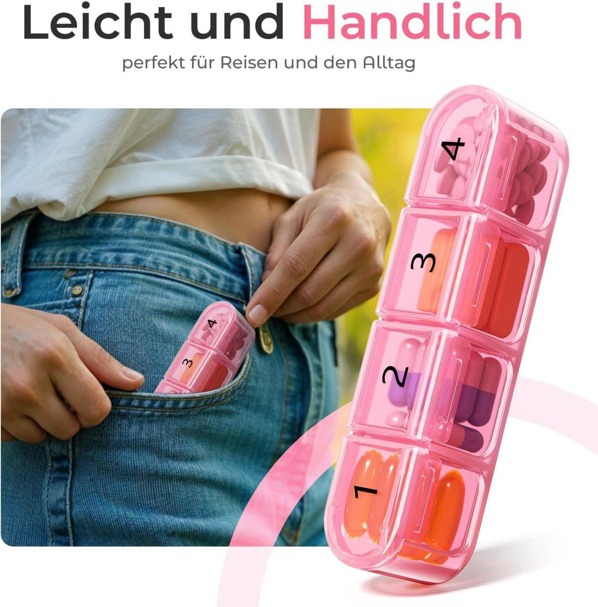 Monats-Tablettenbox 31 Tage Große Fächer Medikamentenbox für