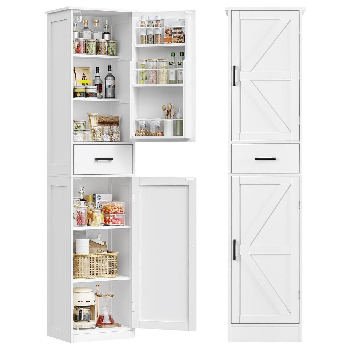 Hoch Küchenschrank mit verstellbaren Böden & Türfächern, 170cm