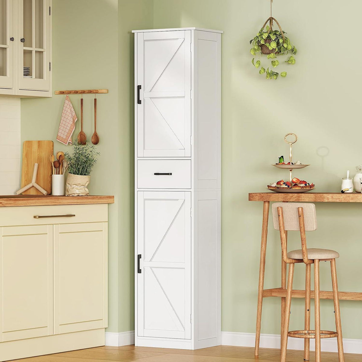 Hoch Küchenschrank mit verstellbaren Böden & Türfächern, 170cm
