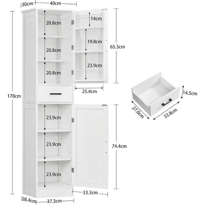 Hoch Küchenschrank mit verstellbaren Böden & Türfächern, 170cm