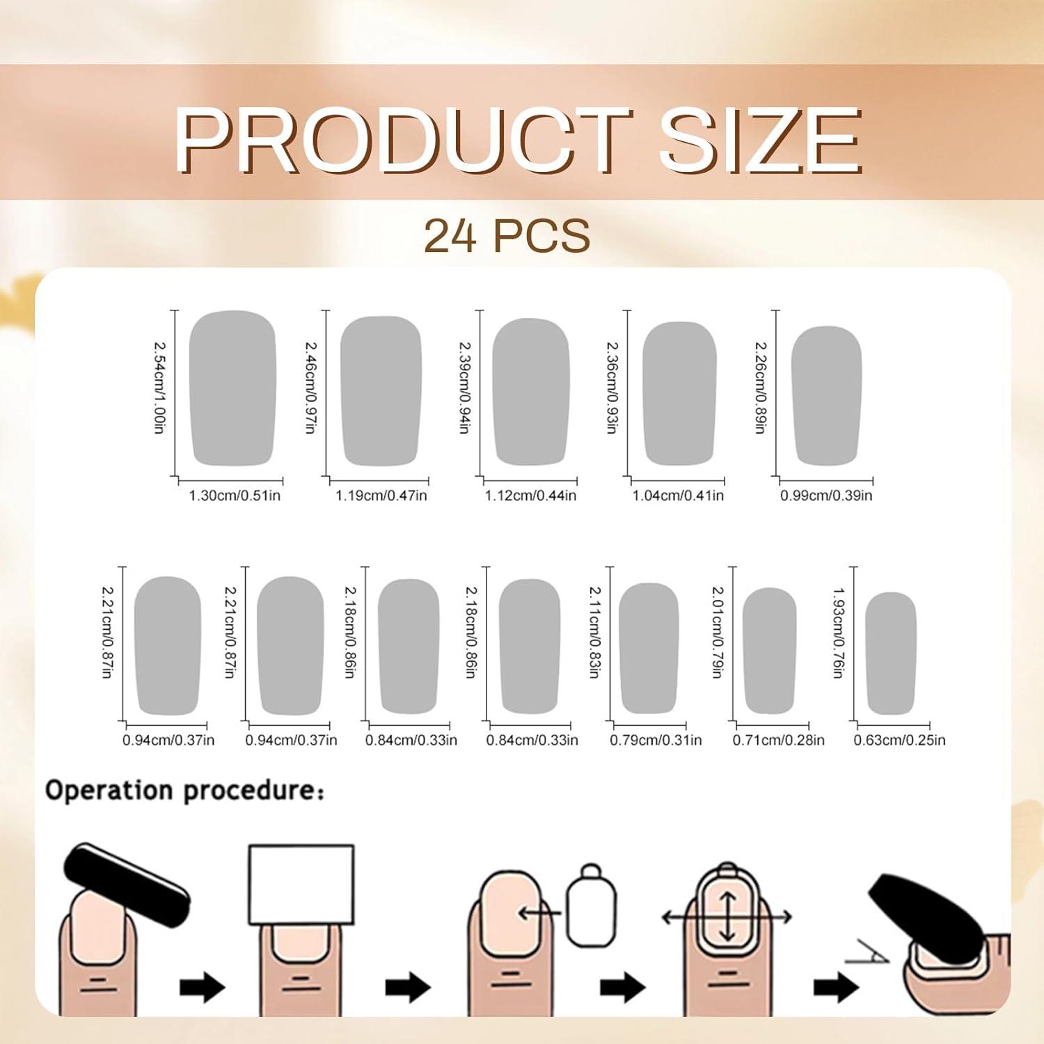 24 Stück Weiß French Fake Nails Press-on Herbst Winter
