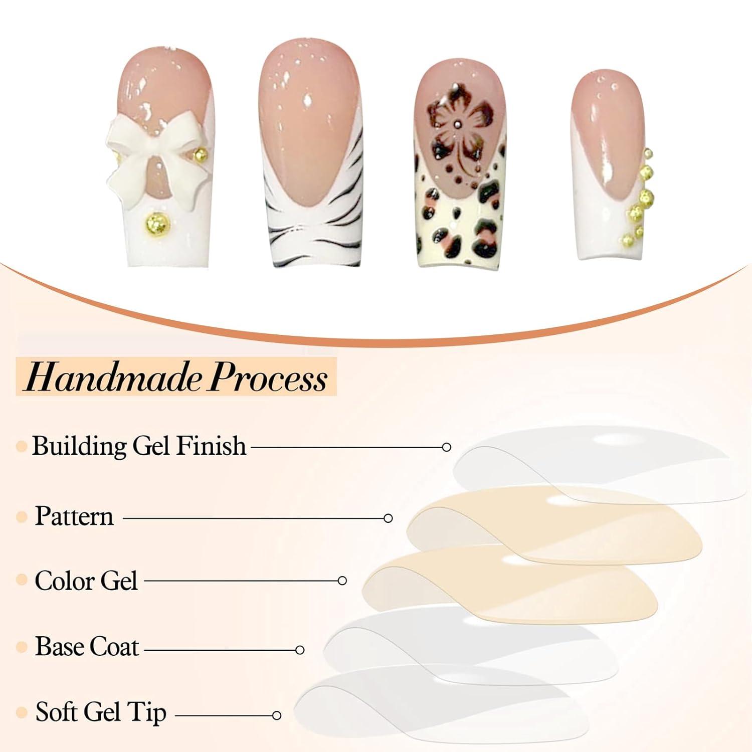24 Stück Weiß French Fake Nägel Akryl Press on NailsSet