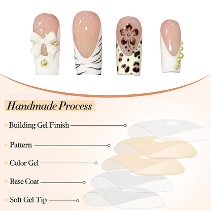 24 Stück Weiß French Fake Nägel Akryl Press on NailsSet