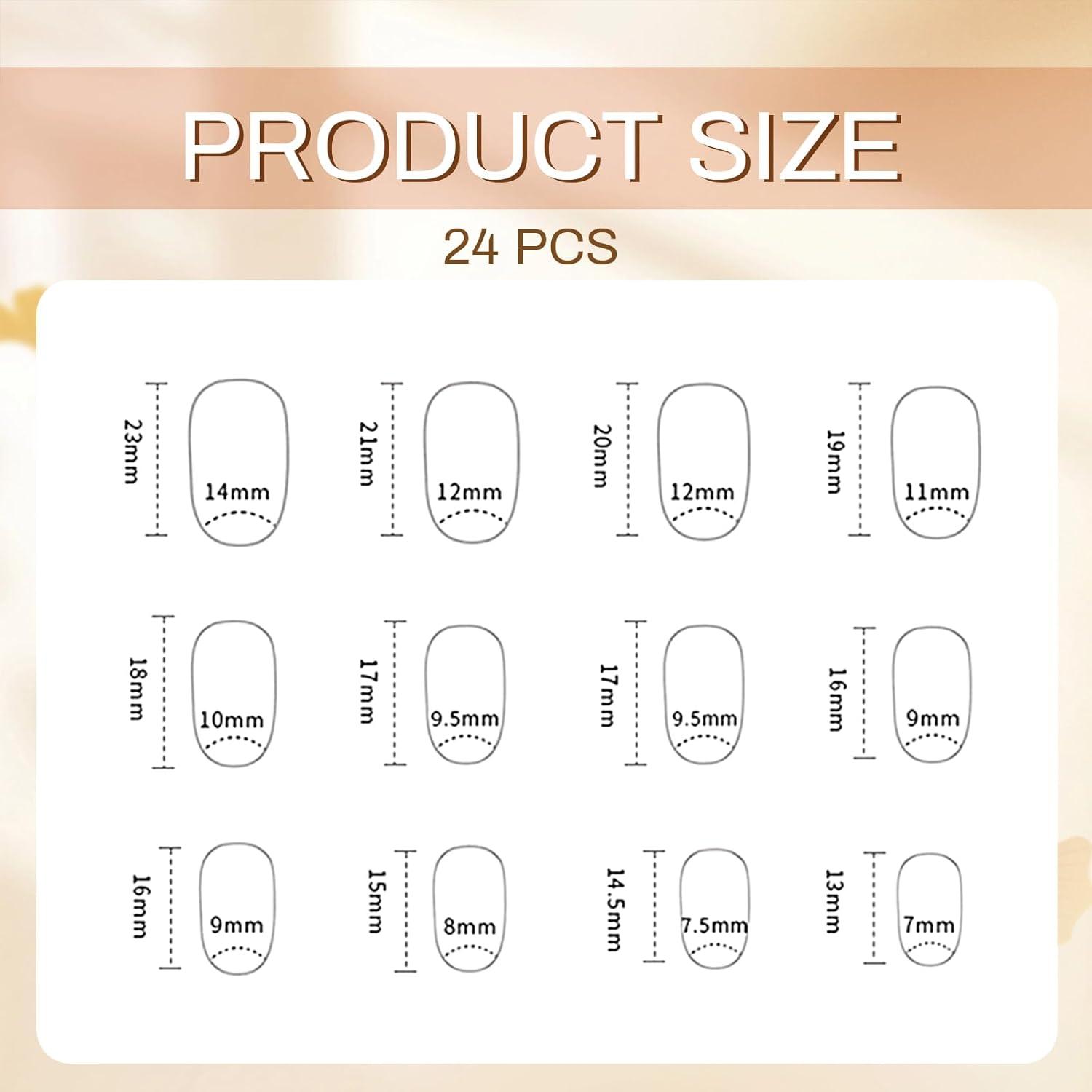 24 Press On Nails Mandel Design 3D Schwarz Französisch