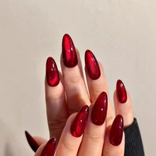 30er Set Blutrot Kristall Cat Eye Oval Falsche Nägel
