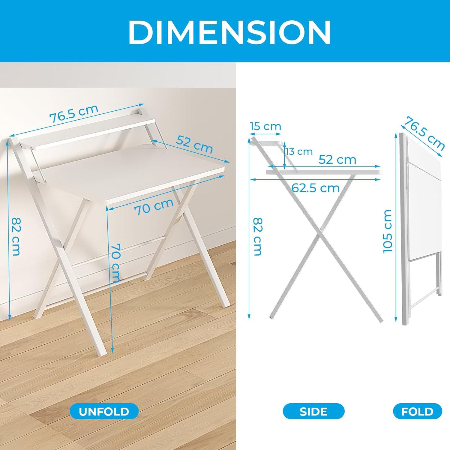 Klappschreibtisch Weiß, Modernes Design, Stabile Struktur