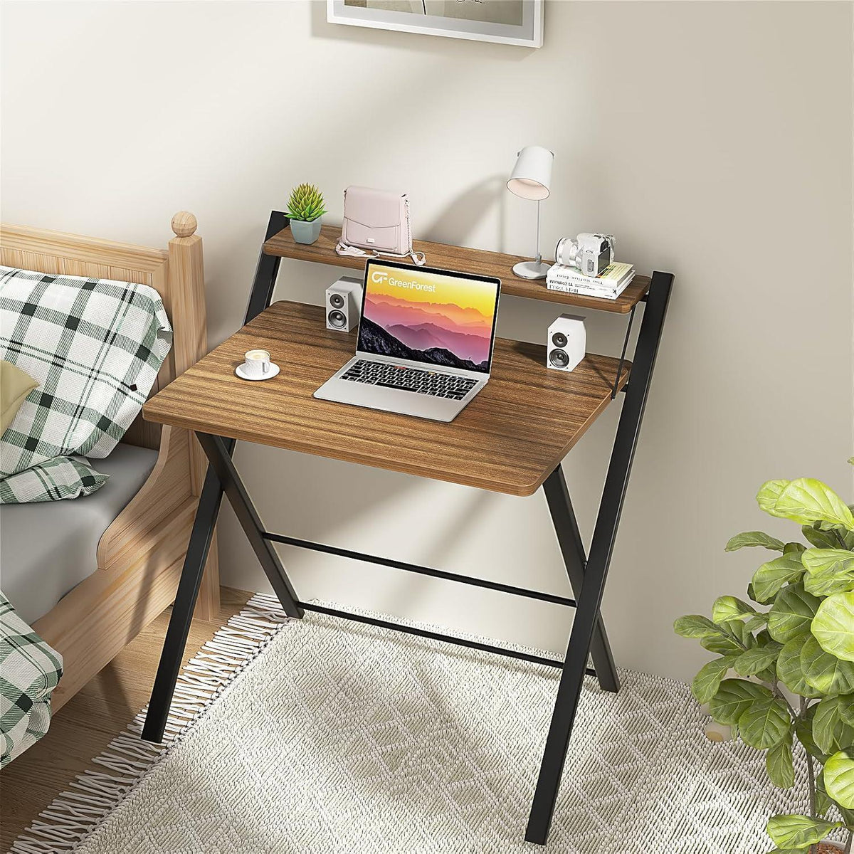 Klappschreibtisch 70cm mit Monitorständer, Espresso